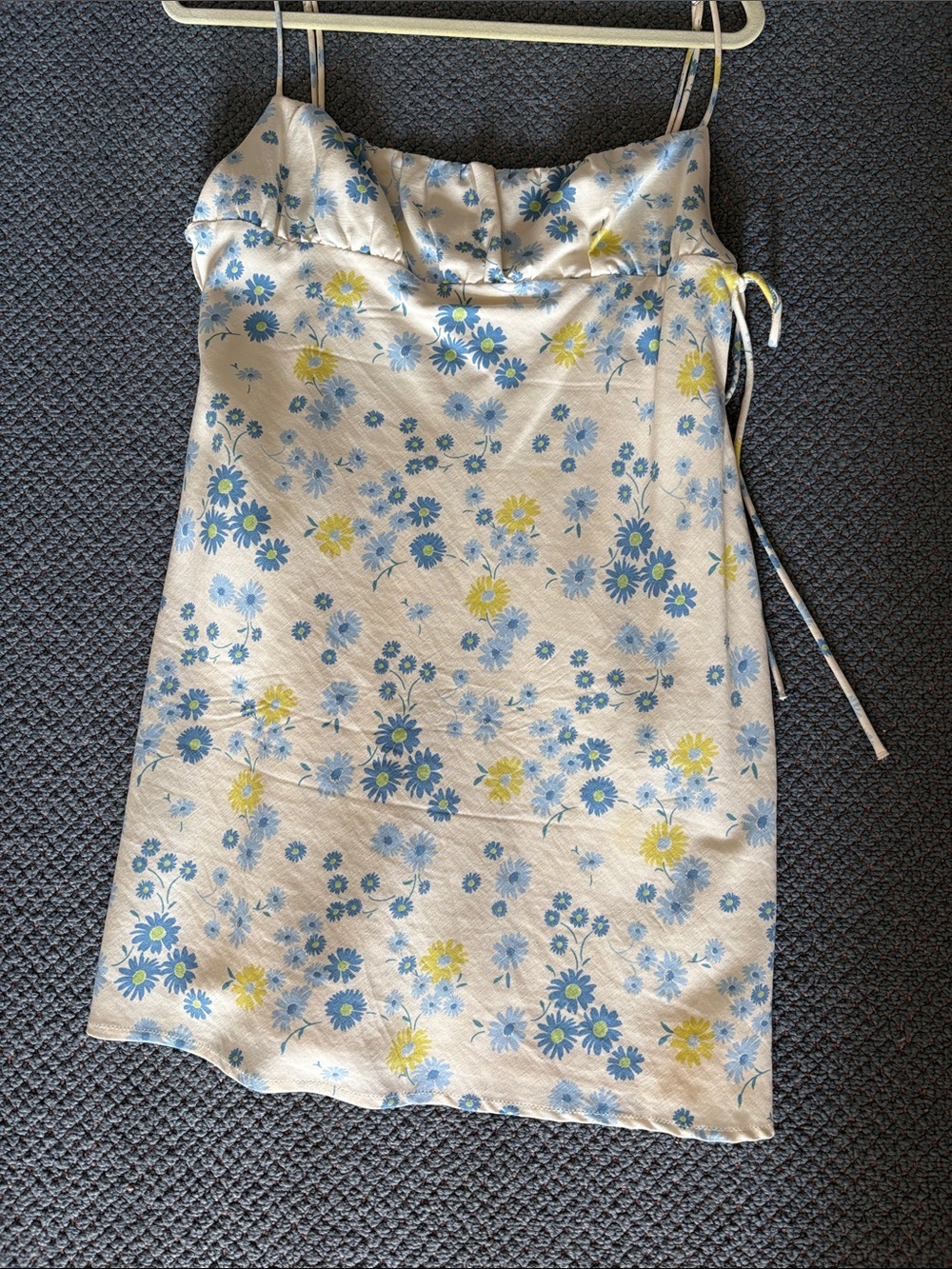 Zara Blue and Cream Linen-Blend dress